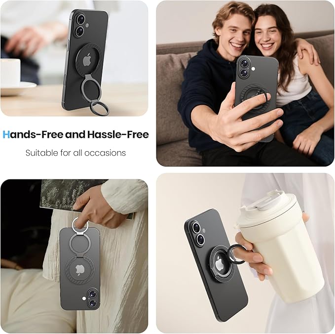 Nillkin Magsafe Phone Grip Magnetic Ring Holder, Carbon Fiber, Dual-Sided Magnets, Slim, 360° Dual Axis Rotation Cell Phone Kickstand, Accessories Compatible with iPhone 17 16 15 14 13 12 Pro Max