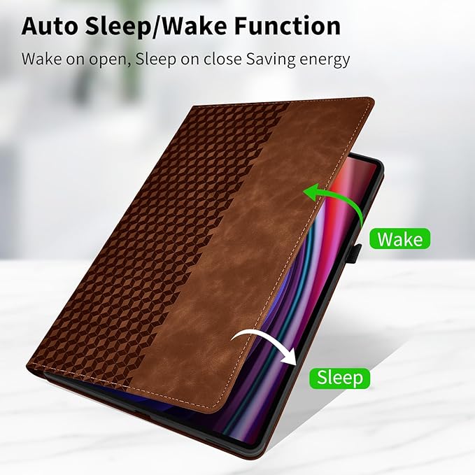 Case for Samsung Galaxy Tab S10 Plus 2024/ S9 Plus/S9FE Plus 12.4,360 Degree Rotating PU Leather Folio Protective Cover with Auto Sleep/Wake,Card Holder&Shoulder Strap for Woman Man, Brown