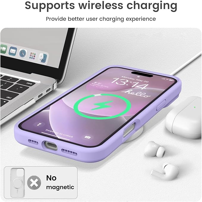 Vooii Compatible with iPhone 16 Case, Liquid Silicone Upgrade [Camera Protection] [Soft Anti-Scratch Microfiber Lining] Shockproof Phone Case for iPhone 16 6.1 inch - Light Purple