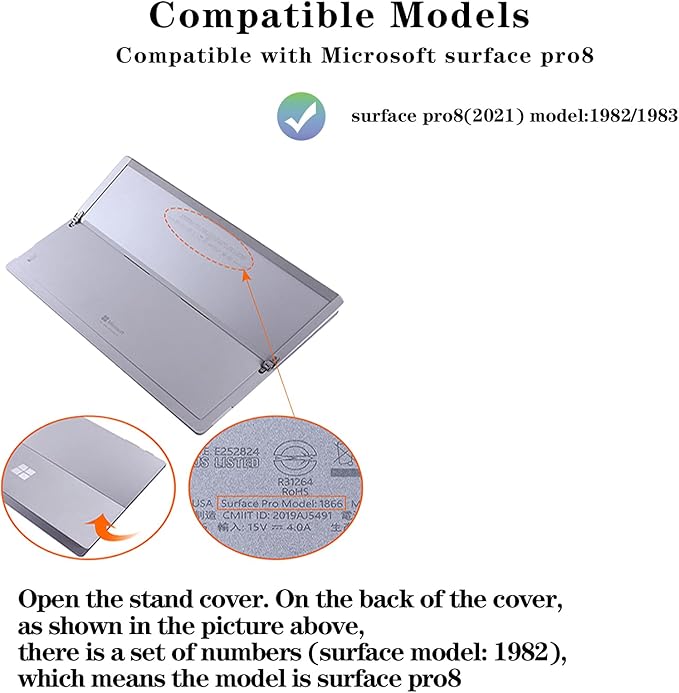 for Microsoft Surface Pro8 Tablet Protective Case 13 inches 2021, Thicken and Rugged Cover with Stand Case, Compatible Keyboard Cover, Including Hand Strap Shoulder,Black