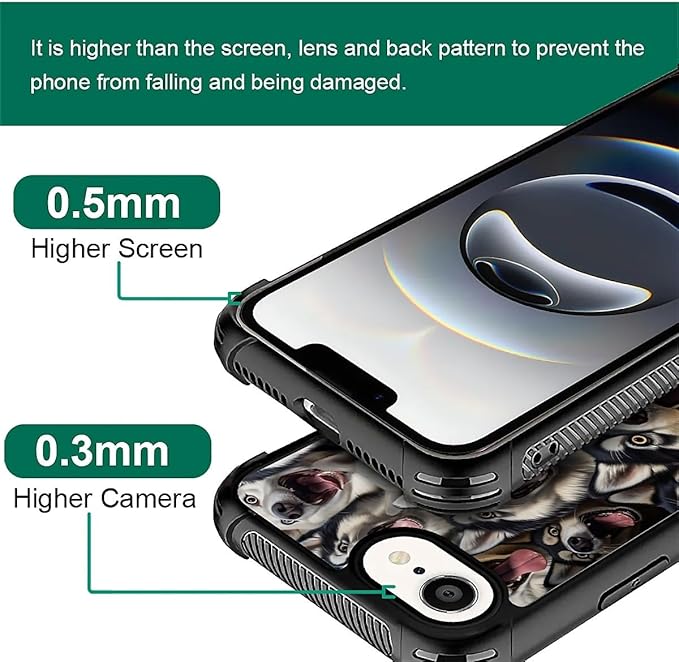 Compatible with iPhone 16e Case,Husky Family Phone Cover for Men/Women,Soft TPU Anti-Skid Thread and Four Corner Anti-Collision Protection Case Compatible with iPhone 16e 6.1inch