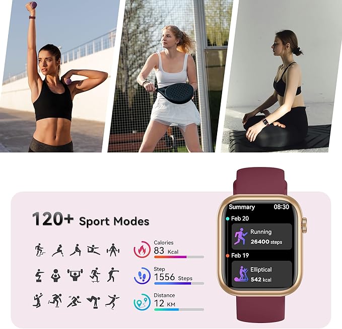 Smart Watch for Men Women, 1.83" Fitness Watch (Answer/Make Call), Smartwatch with Heart Rate/Blood Pressure, Sleep Tracker, Pedometer, 120+ Sport Modes,IP68 Waterproof Fitness Tracker for Android IOS