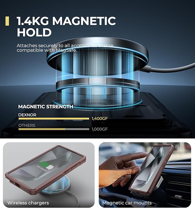 Dexnor for Samsung Galaxy S25 Ultra Case with Camera Cover & Adjustable Kickstand & Built-in Screen Protector, Magnetic Rugged Shockproof Bumper Cases Heavy-Duty Protective Cover (2025),Maroon Red