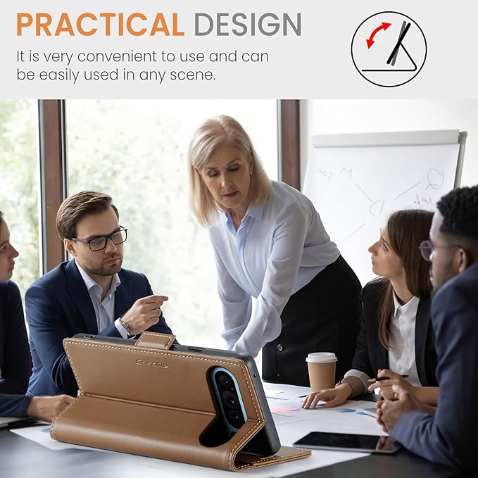 for Google Pixel 9 Pro XL Case, Premium PU Leather Wallet Case Flip Cover with [RFID Blocking][Card Holder][Stand Function] Shockproof Protective for Google 9 Pro XL, Brown