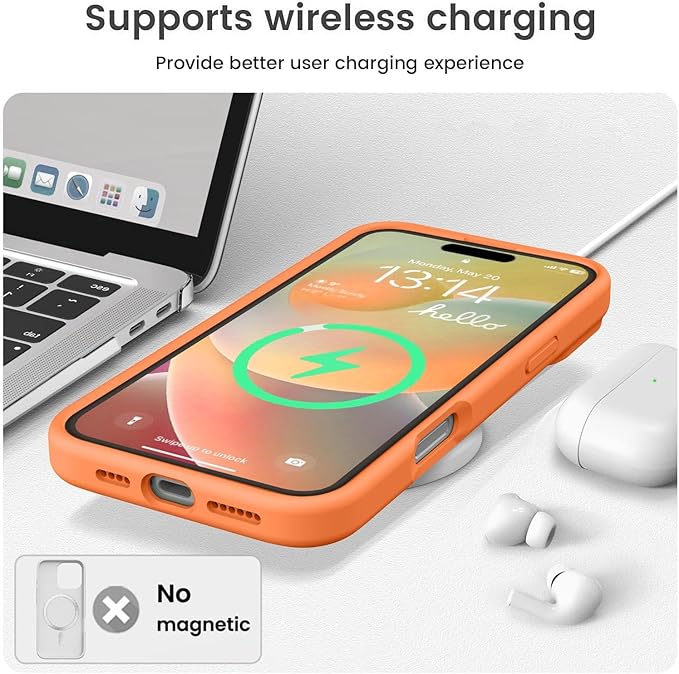 Vooii Compatible with iPhone 16 Pro Max Case, Liquid Silicone Upgrade [Camera Protection] [Soft Anti-Scratch Microfiber Lining] Shockproof Phone Case for iPhone 16 Pro Max 6.9 inch - Bright Orange