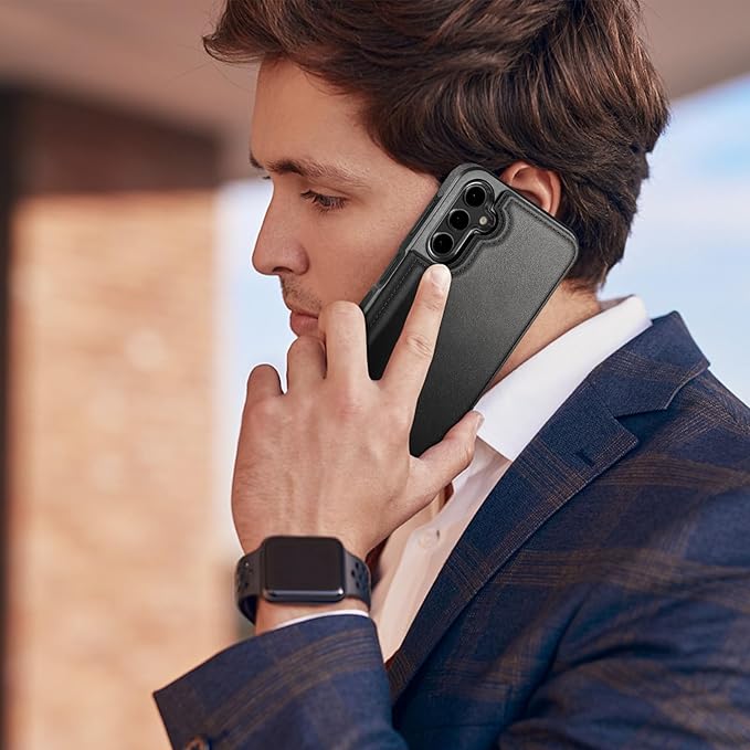 DJDUCK Designed for Samsung Galaxy S25 Case Wallet with Card Holder, [Magnetic Clasp Cover] [RFID Blocking Leather Protection] Shockproof Women Men Cases for Samsung S25 Black