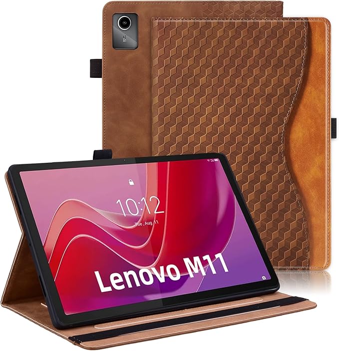 Case for Lenovo Tab M11 11-inch 2024 (TB330FU /TB330XU) Multi-Angle Stand Folio Cover PU Leather with Card Pocket Tab M11 Case,Brown