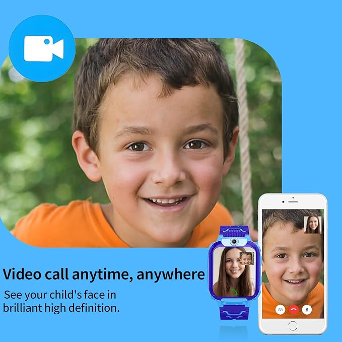 2G Kids GPS Watch, Waterproof Smart Tracker for Boys Girls Ages 3-12 - 2-Way Calling, SOS Button, No Games, 7-Day Battery, Birthday Gift (Blue)