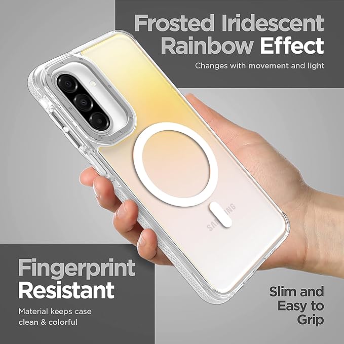 MOWIME Magnetic Case for Samsung Galaxy A17 5G [Compatible with Magsafe] [Cute Fashion Fluorescent Design] [1 Screen Protector] Slim Translucent Matte Case for Galaxy A17 5G 6.7", White