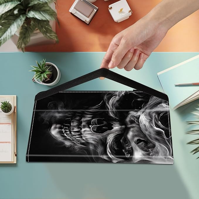Case for Samsung Galaxy Tab A9 Plus/A9+ 5G 11 Inch 2023 Model (SM-X210/X216/X218),Card Slot PU Leather TPU Case Pen Holder Auto Wake Sleep,Smoke Skull
