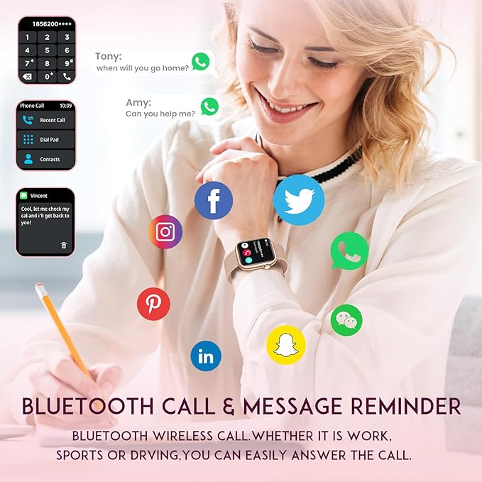 Smartwatch Women Fitness Tracker Watch: Gold Smart Watches for Women Make Answer Bluetooth Call Android Phones iPhone Compatible 123+ Sport Modes IP68 Waterproof Digital Pedometer Heart Rate Monitor