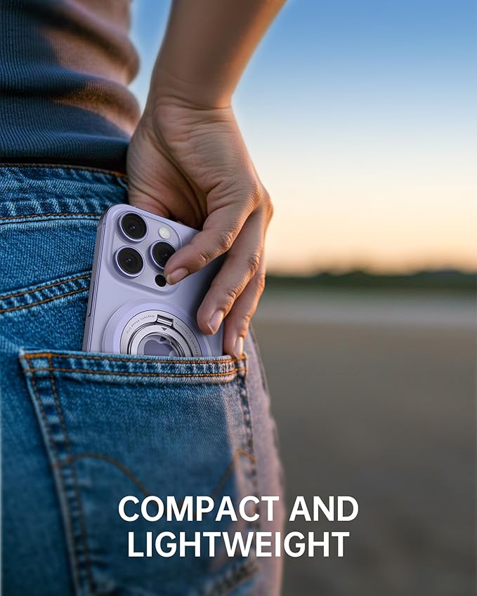 SYNCWIRE Magnetic Phone Ring Holder for MagSafe, 360° Rotation Dual Sided Magnet Grip Cell Phone Ring Stand Finger Kickstand Compatible with iPhone 16 15 14 13 12 Pro Max fits MagSafe - Purple