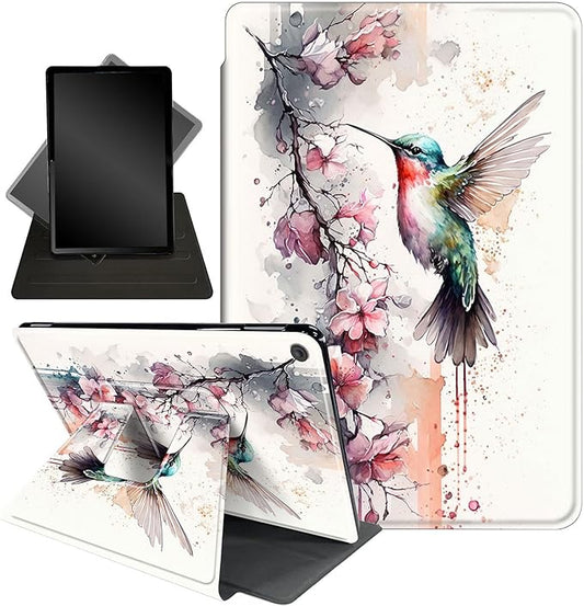 Case for Lenovo Tab M10 Plus 10.3", 360 Degree Rotating Folding Stand,with Auto Sleep/Wake Case for Lenovo Tab M10 Plus (2020 2nd Gen) TB-X606F/TB-X606X 10.3" FHD Tablet,Cute Hummingbird Flower