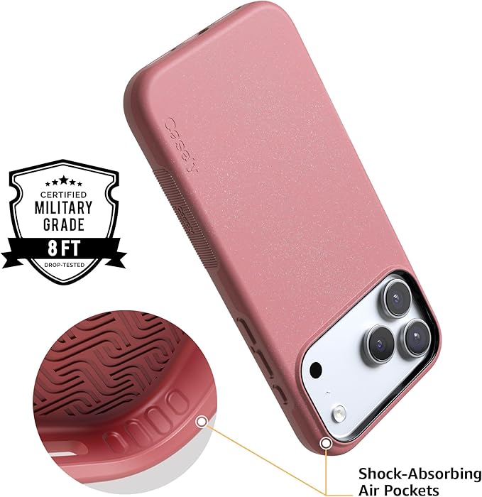 Casely iPhone 17 Pro Case | Starfish Wishes | Coral Pink Shimmer | Compatible with MagSafe | Bold Protective Design
