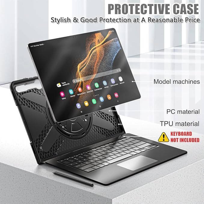 ZenRich Microsoft Surface Pro 10/11 Case 13 inch 2024, Rugged Case with 360°Rotating Kickstand and Hand Strap - Heavy Duty Shockproof, Compatible with Type Cover Keyboard - Black