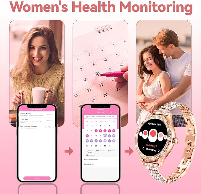 Smart Watch for Women - Make/Answer Call, 1.32" IP67 Waterproof Fitness Watch with Heart Rate Sleep Monitor, 100+ Sports Modes Activity Tracker, Step Counter Smartwatch for iOS Android