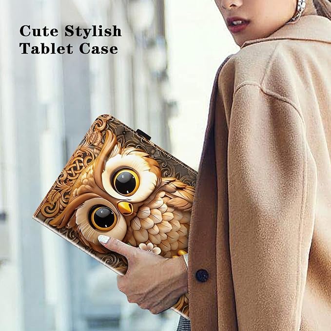 Case for Lenovo Idea Tab Pro 12.7 inch 2025 Tablet, PU Leather Folio Shockproof Protective Cover for Lenovo Idea Tab Pro 12.7" - Brown Owl