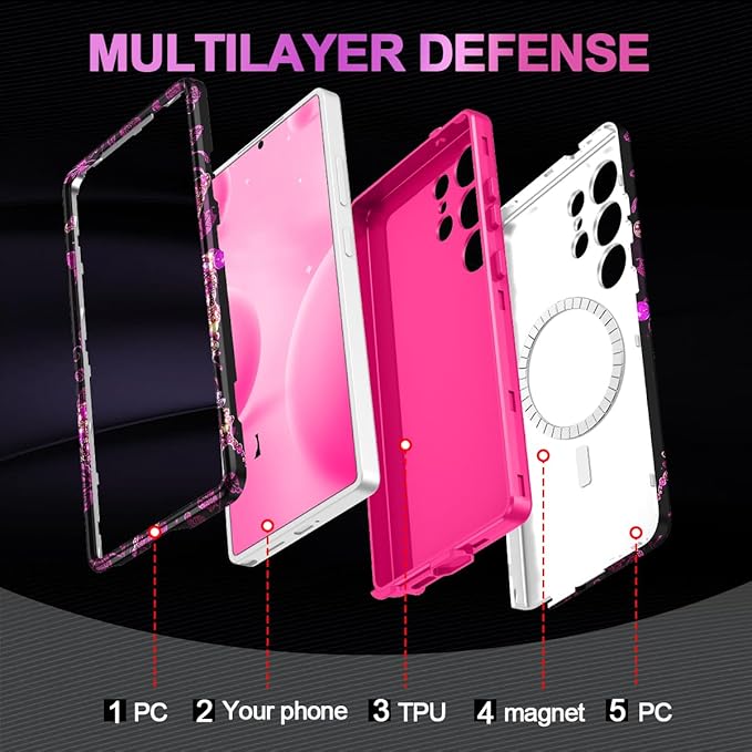 Casetego for Galaxy S25 Ultra Case,Compatible with MagSafe,[Military Grade Drop Test] Full Body Protection Slim Shockproof Rugged Marble Women Case for Samsung Galaxy S25 Ultra 6.9 inch,All Purple