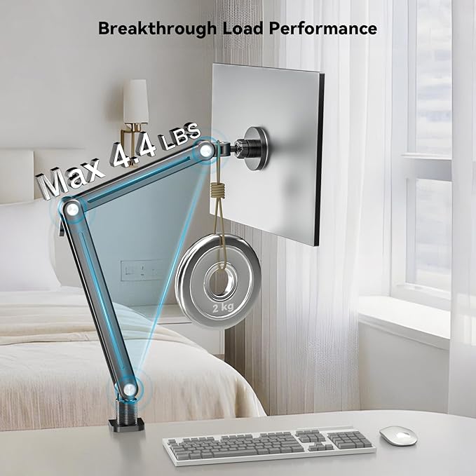 Strong Magnetic Portable Monitor Desk Clamp - 75mm VESA Mount 4.7" 15.6" 16" 17.3" 18.5 inch 360° Rotate Base Tablet Holder Arm JK07B1