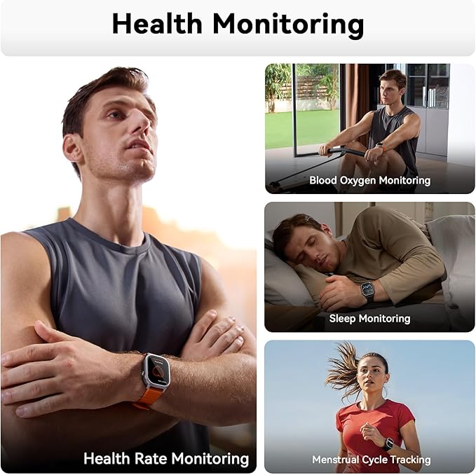 KOSPET Pulse Smart Watches for Men, Bluetooth Call/Answer, 25 Days Battery Life, 1.96 inch AMOLED, 24/7 Heart Rate & Sleep Monitoring, Compatible for Android & iOS, for Men (Black)