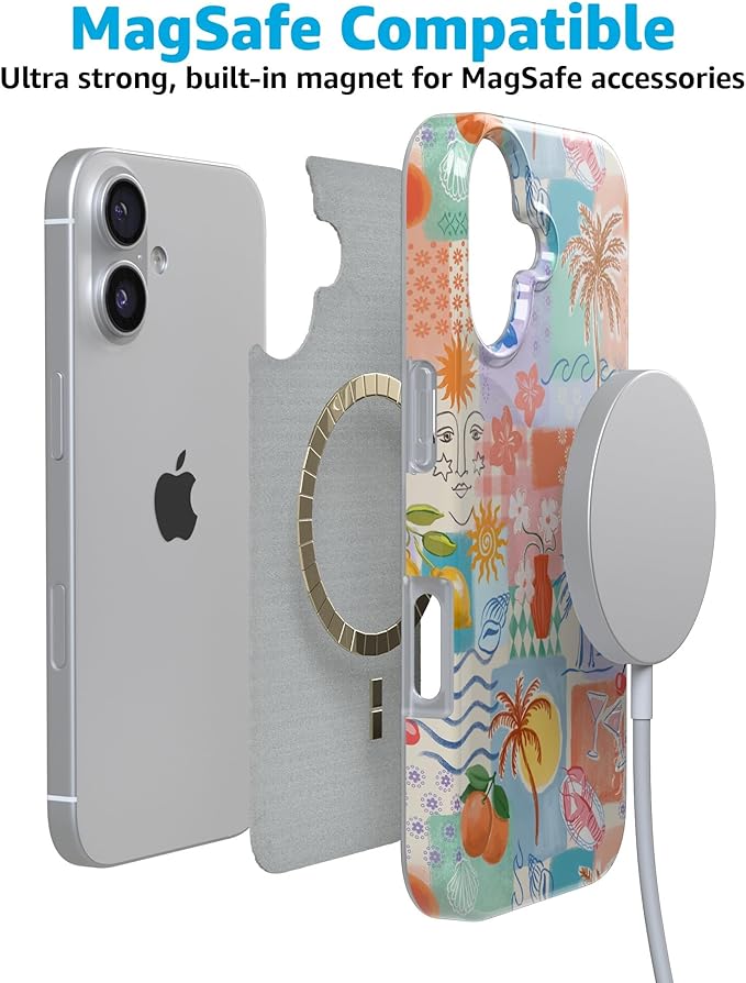 Casely iPhone 17 Case | Tropical Heat | Beachy Collage | Compatible with MagSafe | Classic Ultra Slim Design
