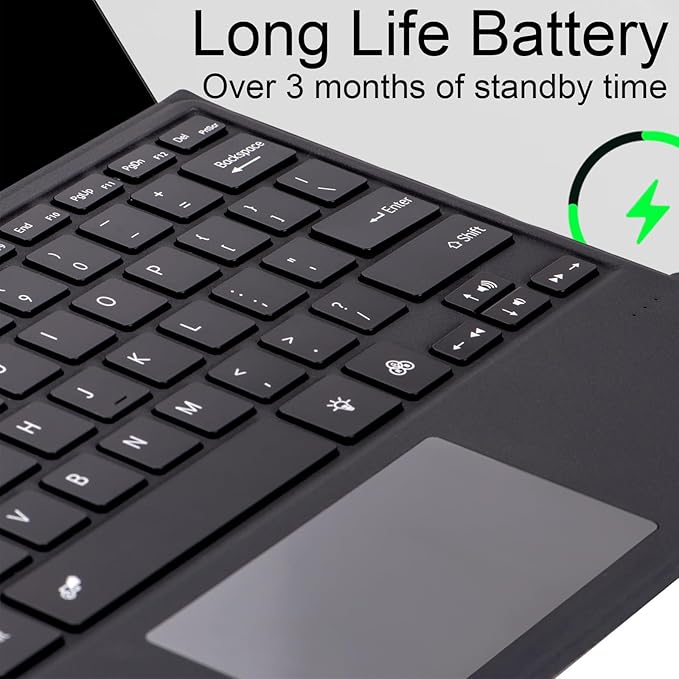 Type Cover for Microsoft Surface Pro 7+ / Pro 7 / Pro 6 / Pro 5 / Pro 4 / Pro 3, 12.3 inch, Ultra-Slim Wireless Tablet Keyboard with Multi Touchpad Bluetooch (Black)