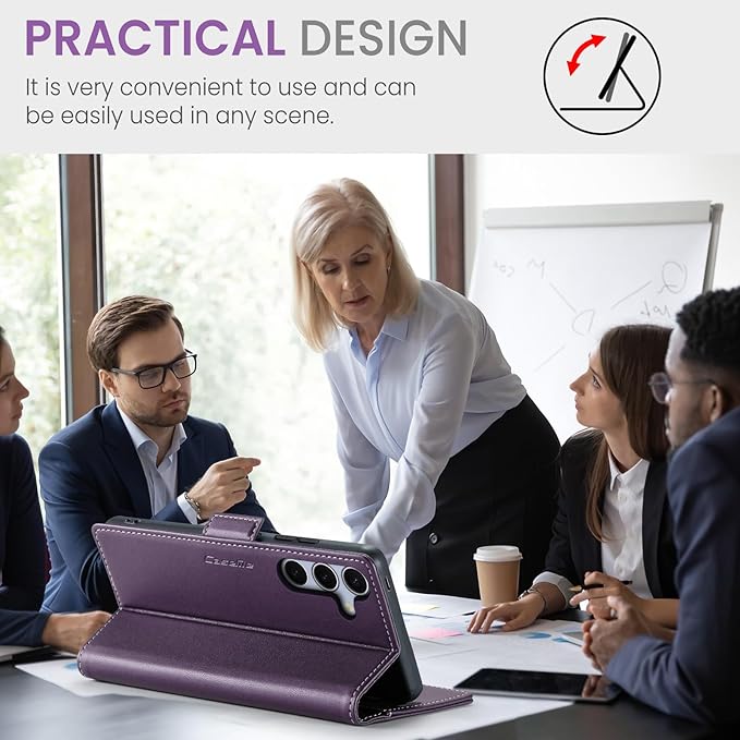 SINIANL for Samsung Galaxy S25 Wallet Case with RFID Blocking, S25 Case Wallet for Men Women with Card Holder Magnetic Clasp Kickstand Leather Book Folio Case for Galaxy S25 Purple