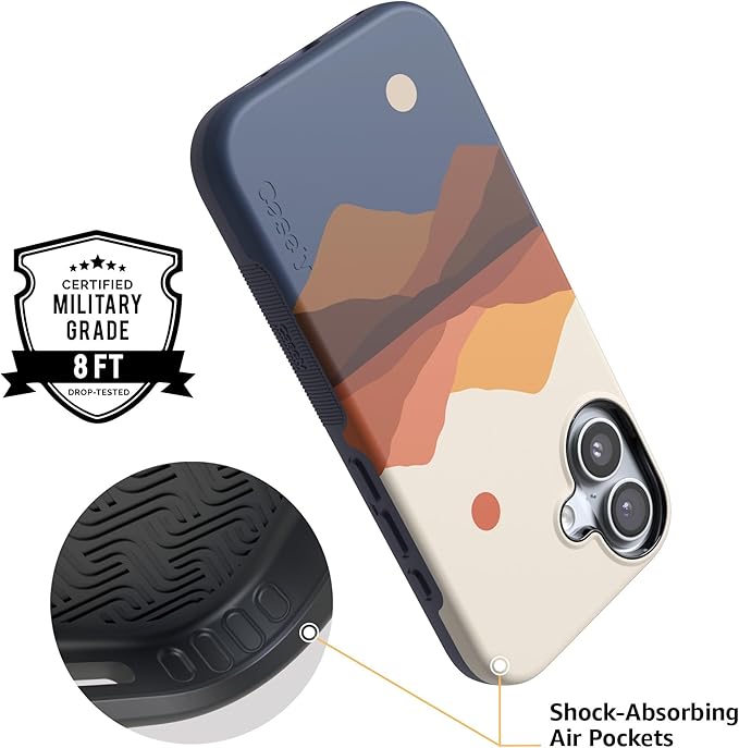 Casely iPhone 17 Case | Opposites Attract | Day & Night Colorblock Mountains | Compatible with MagSafe | Bold Protective Design