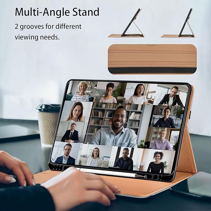 Case for Samsung Galaxy S10 Fe Plus 13.1 inch with S Pen Holder, PU Leather with Hand Strap Folio Flip Cover for Galaxy S10 FE+ with Pockets Auto Sleep/Wake for Man Woman, Grey