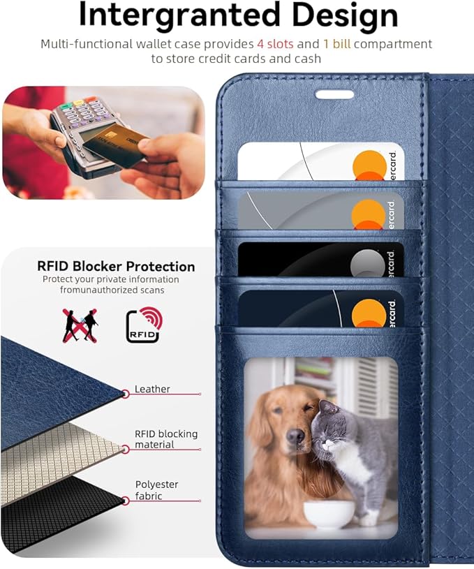 OCASE Compatible with Galaxy S25 Edge Wallet Case, PU Leather Flip Folio Case with Card Holders RFID Blocking Kickstand [Shockproof TPU Inner Shell] Protective Phone Cover 2025, Blue