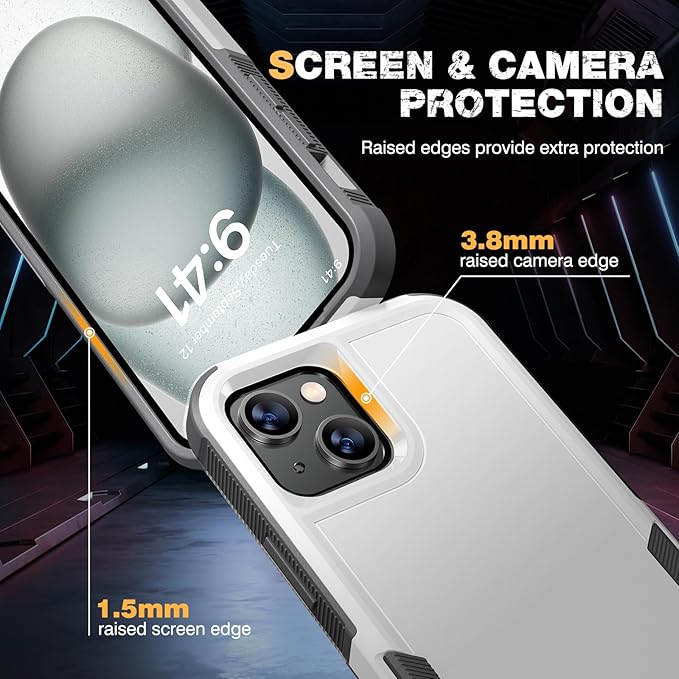 Diaclara Designed for iPhone 15 Case, [with Privacy Screen Protector] [Anti Spy] [Military Grade Drop Protection] Heavy Duty Full-Body Shockproof Phone Case, White