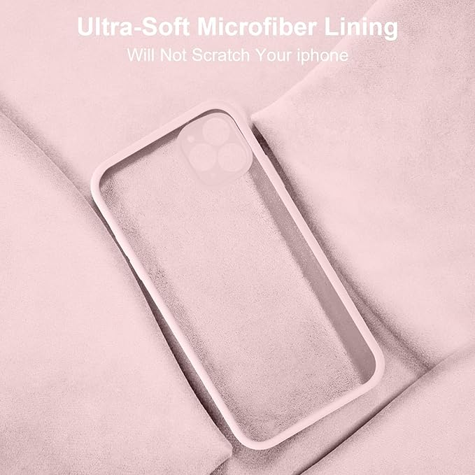 Vooii Compatible with iPhone 11 Pro Max Case, Upgraded Liquid Silicone with [Flat Edges] [Camera Protection] [Soft Anti-Scratch Microfiber Lining] Phone Case for iPhone 11 Pro Max - Chalk Pink