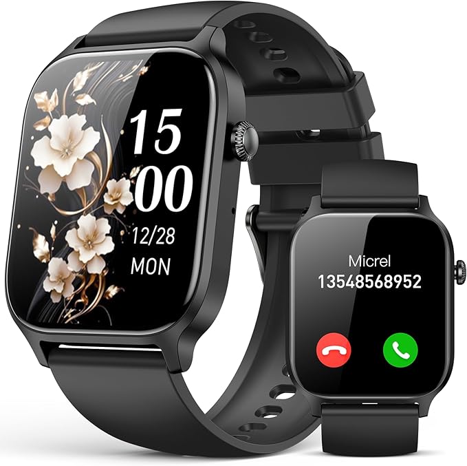 Smart Watches for Women Men, 1.85" HD Touchscreen, Fitness Tracker with 110 Sports Modes, Step Counter/Sleep Monitor, IP68 Waterproof, Bluetooth Call & Music Control for iPhone/Android