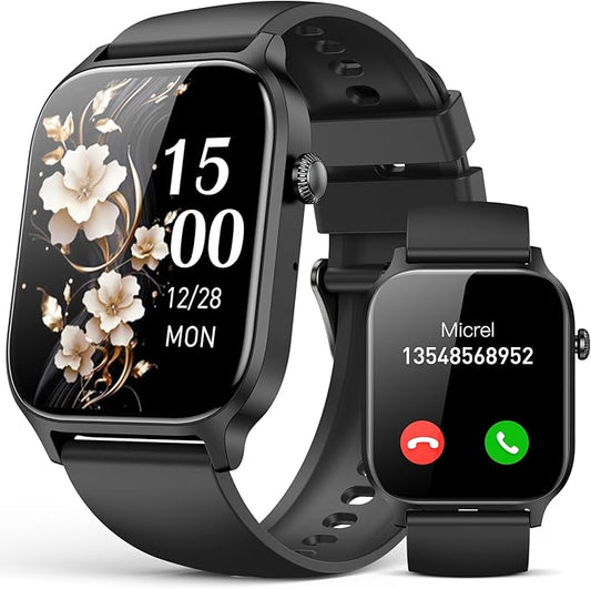 Smart Watches for Women Men, 1.85" HD Touchscreen, Fitness Tracker with 110 Sports Modes, Step Counter/Sleep Monitor, IP68 Waterproof, Bluetooth Call & Music Control for iPhone/Android