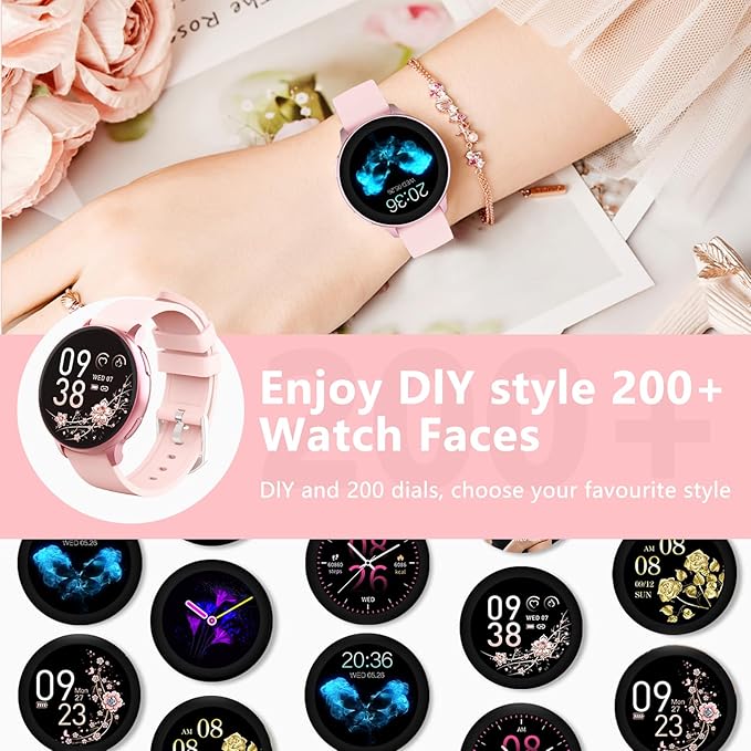 Smart Watch for Men Women Fitness Tracker with 100+ Sport Modes,Activity Trackers for iOS/Android Waterproof/Heart Rate/Sleep/Steps Monitor/Pedometer Monitor Monitor (Pink)