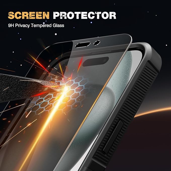 Diaclara Designed for iPhone 15 Plus Case, [with Privacy Screen Protector] [Anti Spy] [Military Grade Drop Protection] Heavy Duty Full-Body Shockproof Phone Case, White