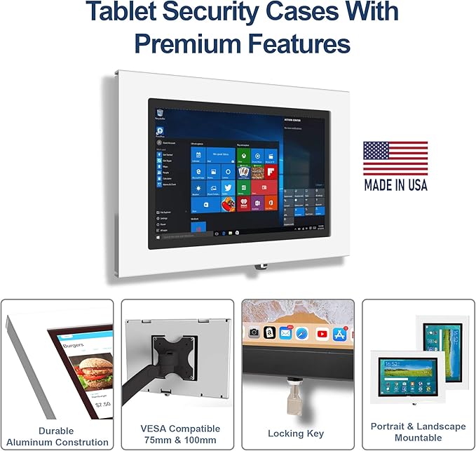 TABcare Locking Anti-Theft Metal Case for MS Surface Pro 8 9 10 11 as Kiosk, POS, Store, Show Display, Time Clock (Surface Pro 8/9/10/11, Black)