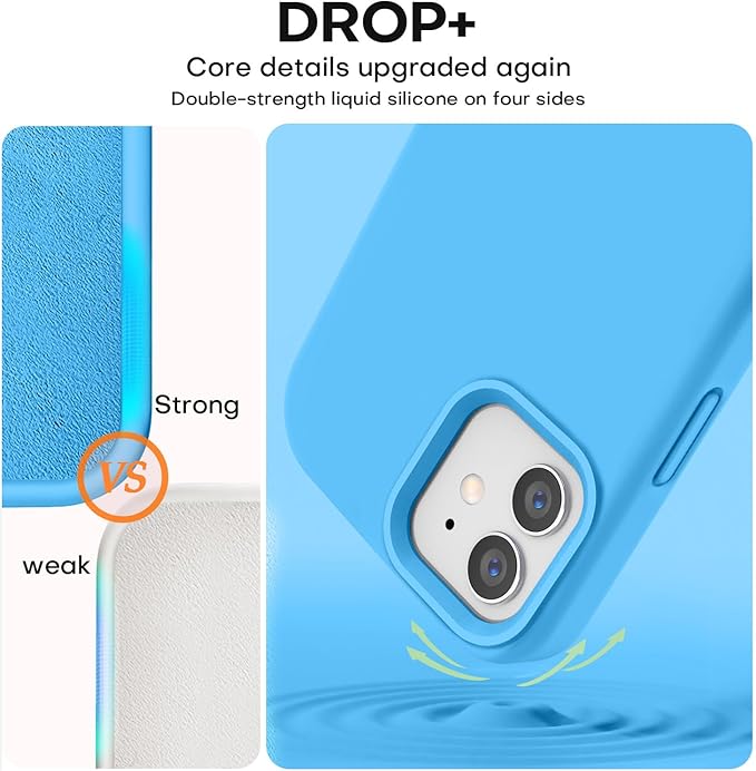 Vooii Compatible with iPhone 12 Case/iPhone 12 Pro Case, Liquid Silicone Upgrade [Soft Anti-Scratch Microfiber Lining] [Shockproof Drop Protection] Phone Case 6.1 inch - Blue