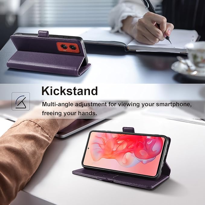 Wallet Flip Case for Moto G Stylus 5G (2024) - [RFID Blocking] Luxury PU Leather Card Holder Magnetic Phone Cover with Kickstand,Shockproof Protective Case,Purple