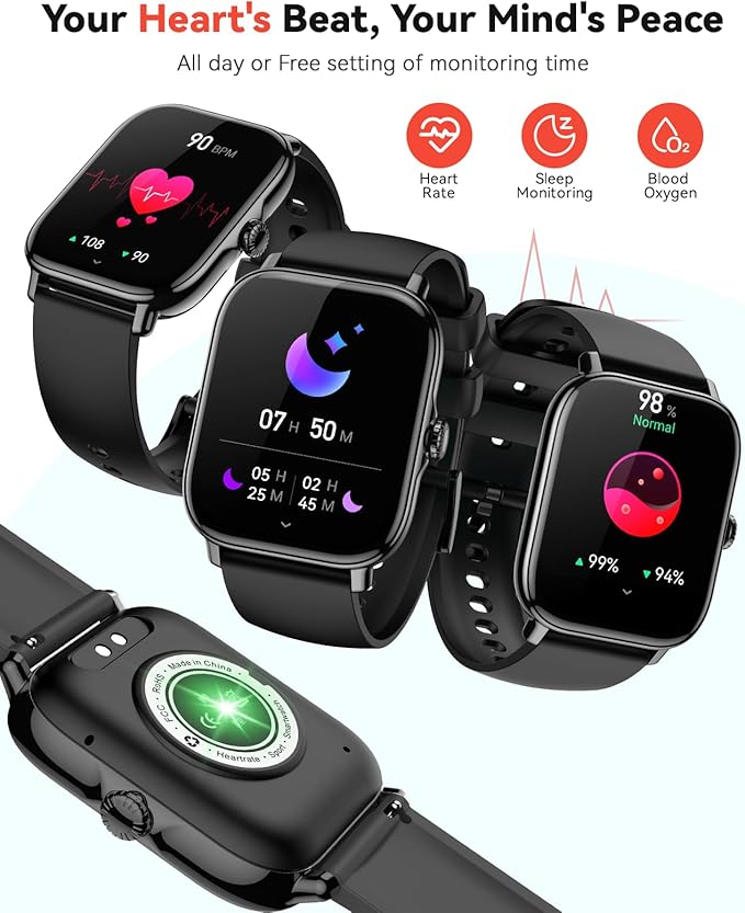 Smart Watch for Men Women, Bluetooth Call, 1.91'' HD Full Touchscreen Fitness Step Tracker Watch for Android iPhone Compatible, IP68 Waterproof Smartwatch With Sleep Monitor/Activity Tracker/Pedometer