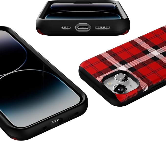 Casely iPhone 14 Case | As if! | Red Plaid | Compatible with MagSafe | Bold Protective Design
