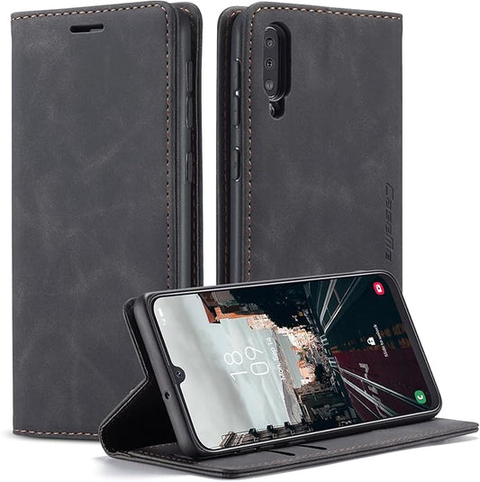 for Samsung Galaxy A50 Case, Flip Wallet Leather Case with Card Holder Magnetic Closure Shockproof Kickstand Protective Phone Cases Cover for Samsung A50,Black