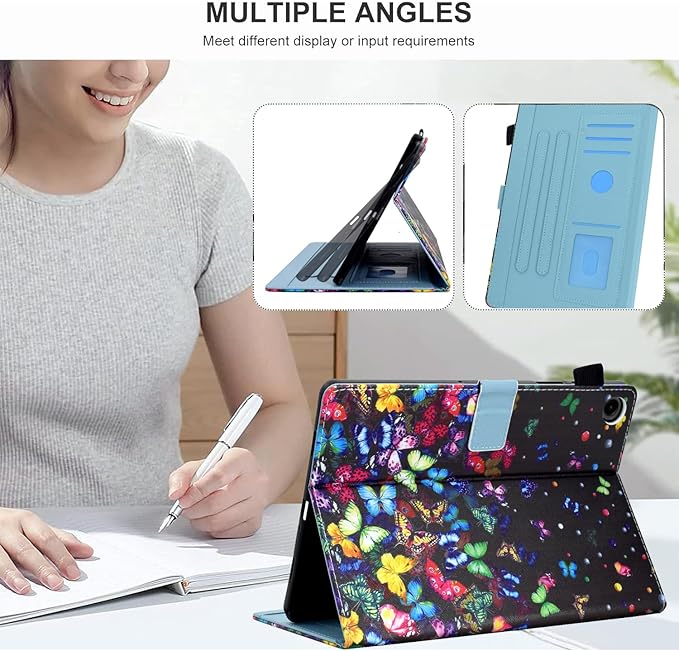 Case for Galaxy Tab A9+/A9 Plus 11 Inch 2024 (SM-X210/X216/X218), Funut PU Leather Folio Cover Multi-Angle Stand with Auto Wake/Sleep Case for Samsung Galaxy Tab A9 Plus/A9+ Tablet, Colorful Butterfly