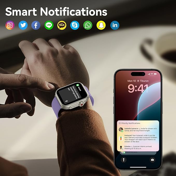 Smart Watch for Men Women, 1000 mAh 100 Day Battery Life, 1.85" Fitness Tracker Bluetooth Call/Make Calls, IP68 Waterproof, 120+ Sport Modes, 24/7 Heart Rate/Sleep Monitor Fitness Watch, iOS/Android