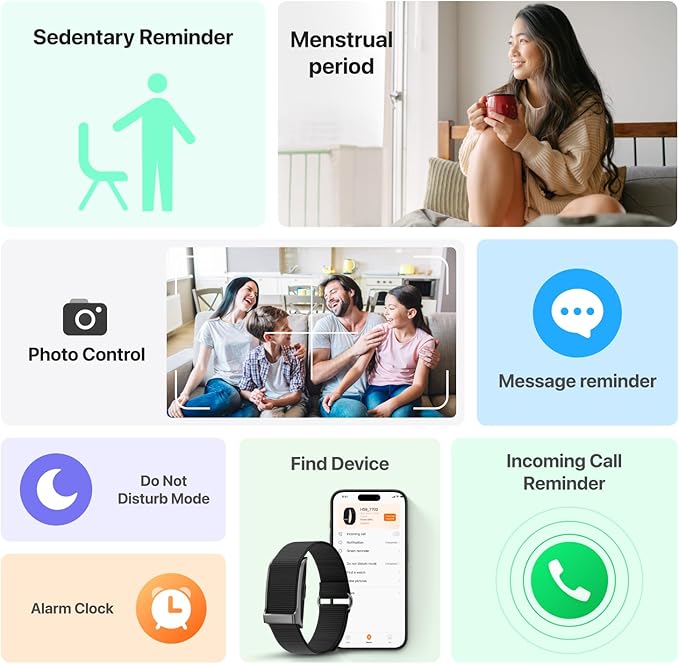 Smart Health Wristband, All-Day Continuous Monitoring, Heart Rate Tracking, Improve Sleep, Wearable Activity & Fitness Tracker, 120+ Sports Modes, 60-Day Battery, with Free App, 2 Bands Included