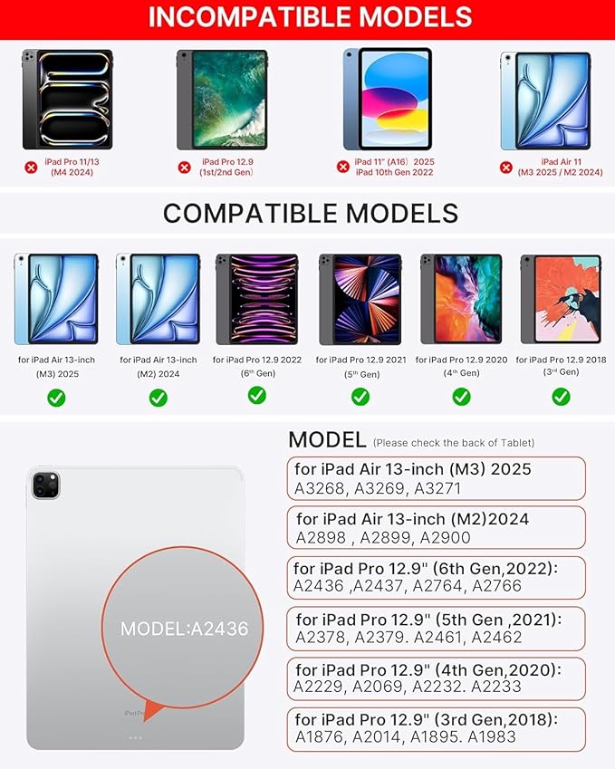 typecase Keyboard Case for iPad Air 13(M3 2025 / M2 2024) and iPad Pro 12.9（6th/5th//4th/3rd Gen,Magic Keyboard with 11-Colors Backlight,Built-in Trackpad,Pencil Holder,Light & Thin,Peach Pink