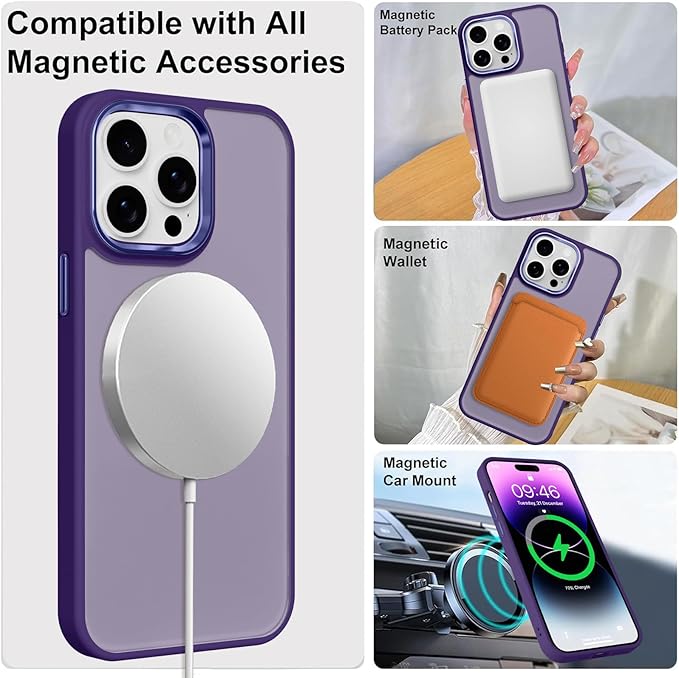ZIYE Dark Purple Case for iPhone 14 Pro Max Case with Stand [Compatible with MagSafe] Heavy Duty Protection Military Grade Shockproof Magnetic Cover with 360 Rotatable Ring Kickstand for Women Men