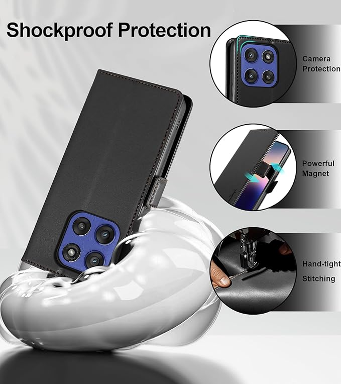 Wallet Flip Case for Moto G Stylus 5G (2025) - [RFID Blocking] Luxury PU Leather Card Holder Magnetic Phone Cover with Kickstand,Shockproof Protective Case,Black