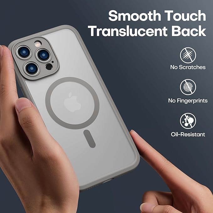 ImpactStrong Magnetic Guard Designed for iPhone 14 Pro Max Case [Camera Protection] [Military Grade Drop Tested] [Compatible with MagSafe] Slim Translucent Matte Phone Case (6.7") - Gray
