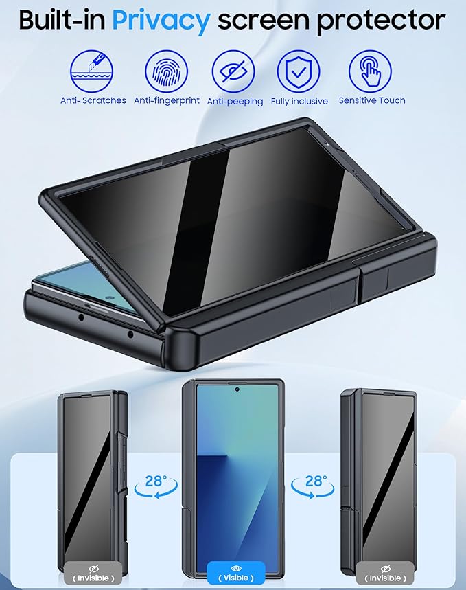 for Samsung Galaxy Z Fold 7 Case with Card Holder RFID Blocking & Privacy Screen Protector & Slide Lens Cover & Hinge Protection & Kickstand, Shockproof Wallet Case for Z Fold 7 (Black)